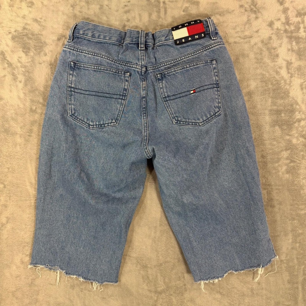 Vintage Tommy Hilfiger Denim Shorts Men's Size 30 Blue Large Logo Jorts 90s